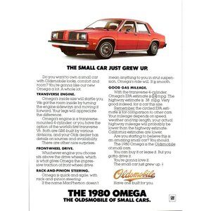 1979 Oldsmobile Omega Compact Sedan Vintage Print Ad 70s Man Cave Wall Art